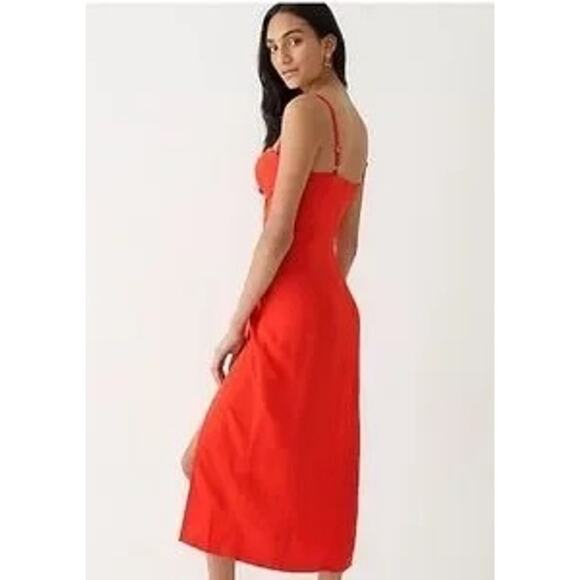 J Crew Women's sz 0 Crepe Bustier Poppy Red Dress Side Slit Night Out Date Night - Picture 12 of 12